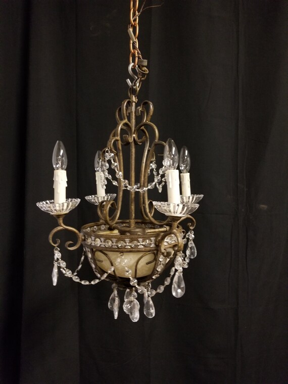Small Chandelier With Crystals Antique Look