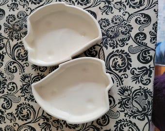 Paire de plateaux à feuilles Nelson McCoy, blanc mat