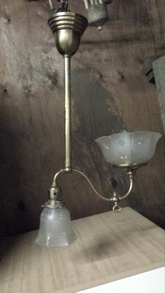 Victorian Gas Lamp Brass and Gas Hanging Lamp Two light Etsy
