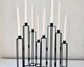 Candelabro metálico articulado de estilo brutalista vintage de mediados de siglo (MCM)