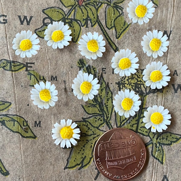 Japan 1950's WHITE DAISY VINTAGE Authentic Cellulose 10mm