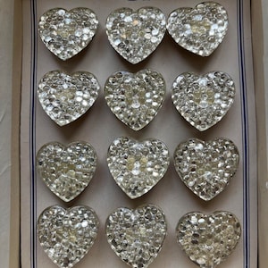 Glass Heart 25x27mm Vintage 1950&#39;-60&#39;s German BUTTONS