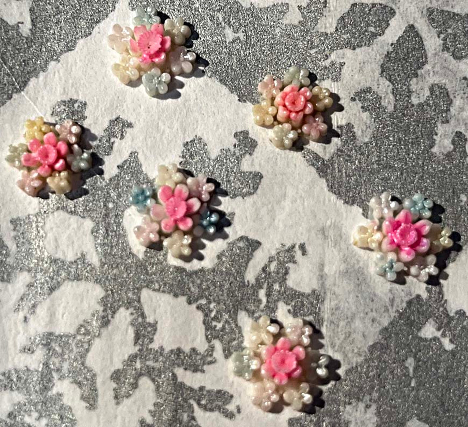 Japan 1950's Hand Painted Flower Cluster 10mm Vintage Authentic ...