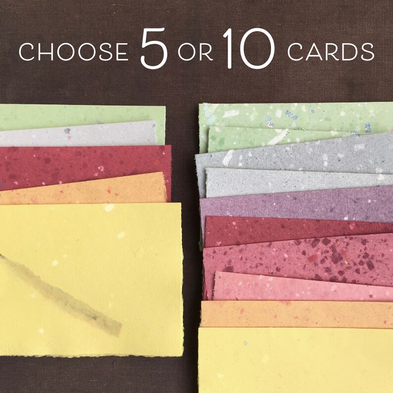 Handmade Paper Cards with Envelopes Deckled Edge Folded Note Etsy