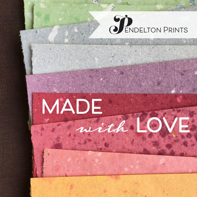 Handmade Paper Cards With Envelopes Deckled Edge Folded Note Etsy