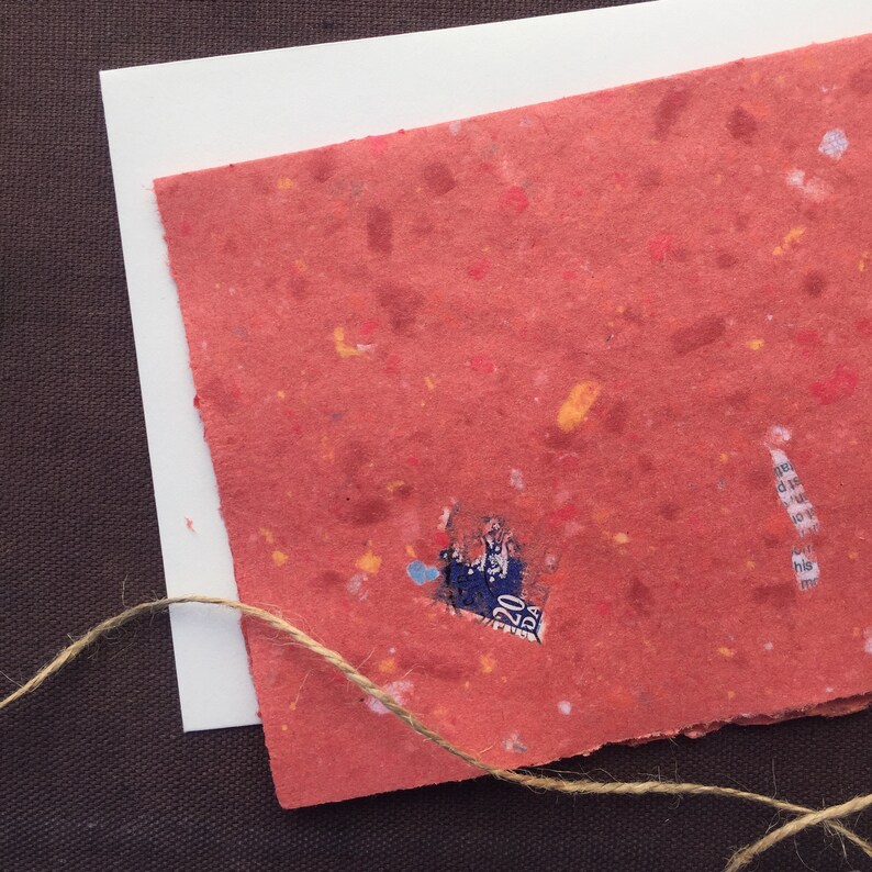 Handmade Paper Cards With Envelopes Deckled Edge Folded Note Etsy