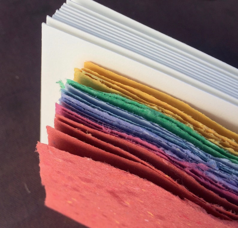 Handmade Paper Cards With Envelopes Deckled Edge Folded Note Etsy