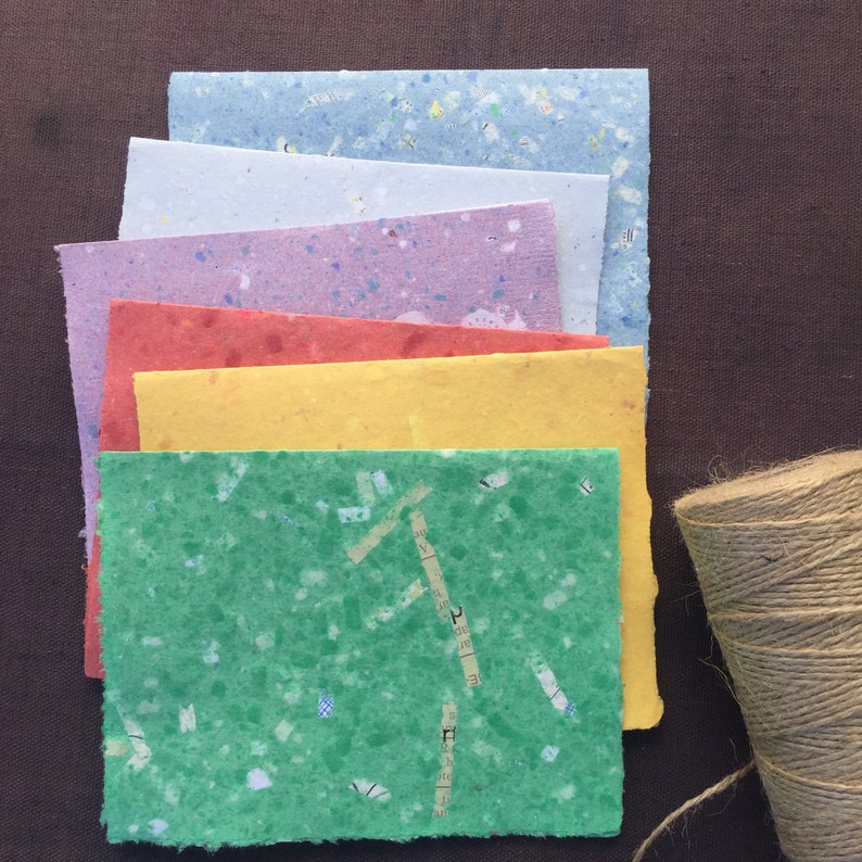 Handmade Paper Cards With Envelopes Deckled Edge Folded Note Etsy