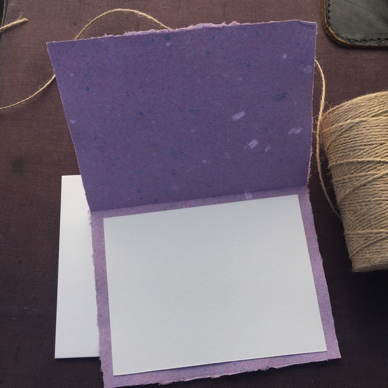 Handmade Paper Cards With Envelopes Deckled Edge Folded Note Etsy