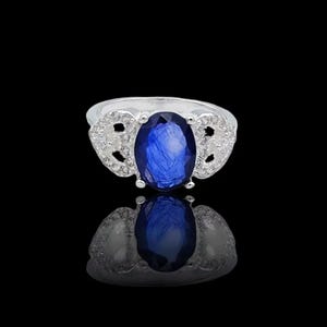 Anello con zaffiro autentico, anello con zaffiro blu per uomo, anello da uomo in argento 925 Neelam regalo