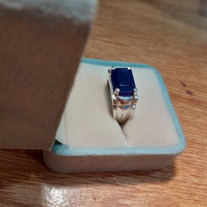 Anello con grande zaffiro, anello con zaffiro blu per uomo, anello da uomo in argento 925 Neelam regalo