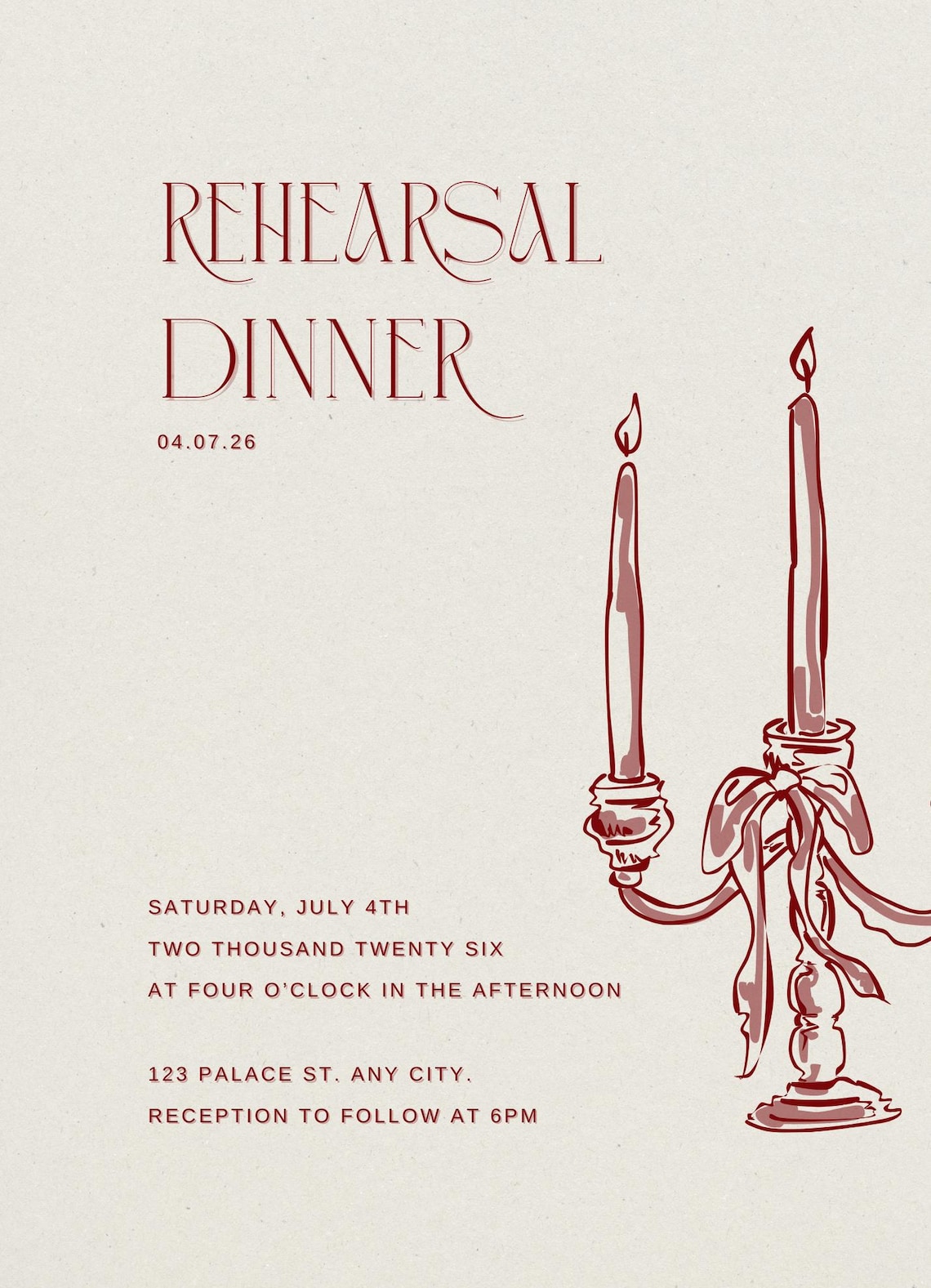 5x7 Dinner Party/rehearsal Dinner Invitation Template - Etsy