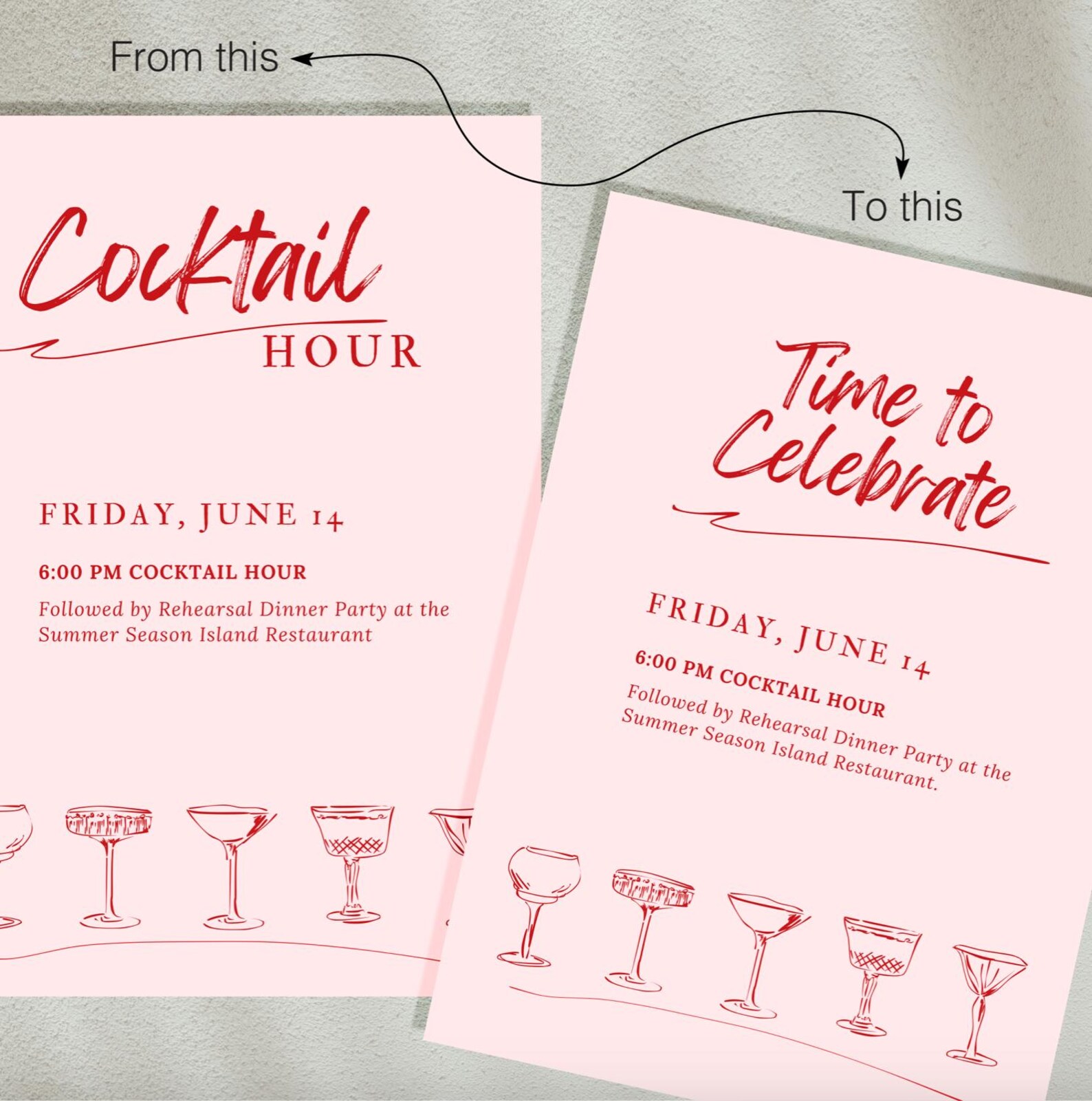 Celebration Invite - Cocktail Themed (completely Customisbale) - Etsy