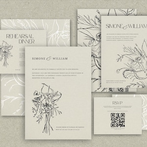 Modèle élégant de faire-part de mariage floral | Collection de bouquets | Modifiable et imprimable | Papeterie de mariage personnalisable | Paquet de 20 pages