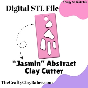 Jasmin Abstract Modern Digital STL File Polymer Clay Cutter 3D Printing File | Clay Earring Cutter File For 3D Printing | Commercial Use