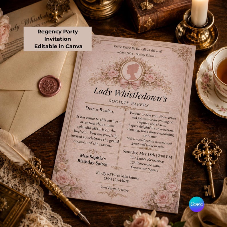 vintage floral invitation canva