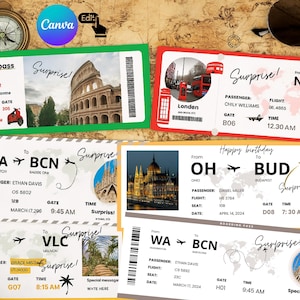 Personalized vacation boarding pass | editable travel ticket template | printable trip reveal