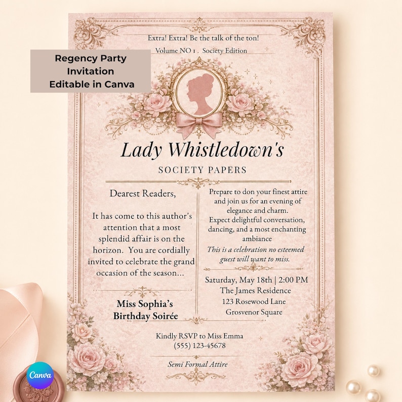 regency invitation editable canva