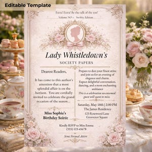 elegant floral invitation beige tea party birthday template
