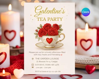 Valentines Tea Party Invitation | Editable Galentines Tea Invite