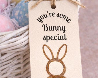 Editable Easter Basket Name Tags Printable Bunny Canva Template