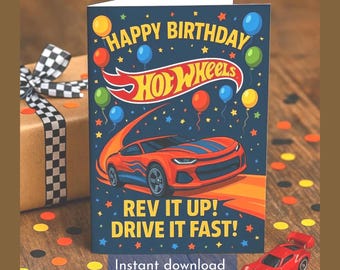Race Car Birthday Card | racing party printable | editable PDF in 5 sizes digital download