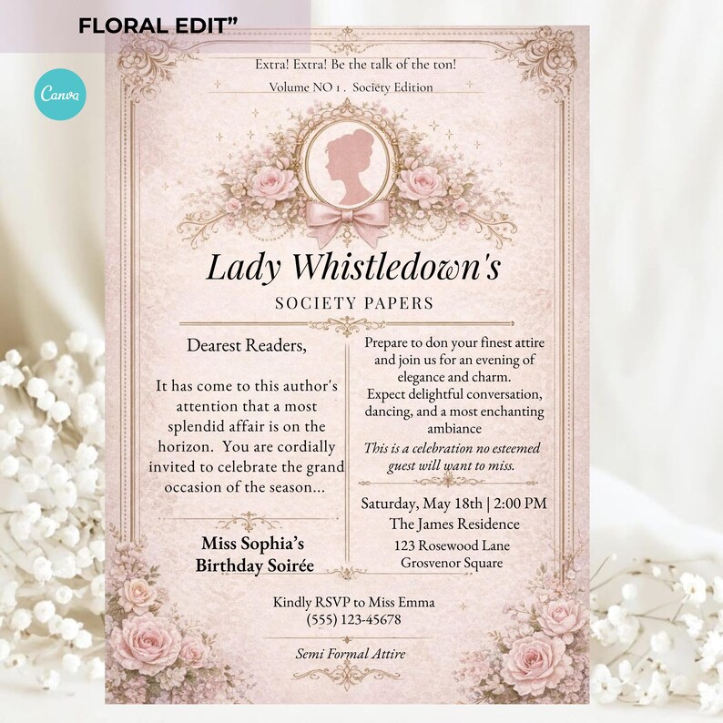 editable regency party invitation