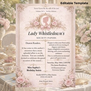 romantic birthday invitation floral tea party editable canva