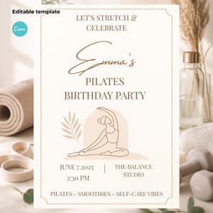 wellness birthday invitation pilates party self care celebration