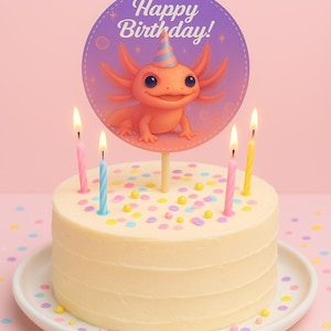 Axolotl Birthday Party Bundle | invitation, cake & cupcake toppers, coloring page | printable pdf