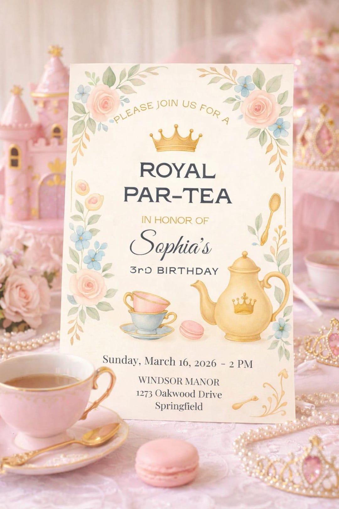Princess Tea Party Invitation | Royal Par-tea Birthday Invite ...