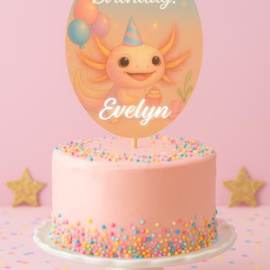 Axolotl Birthday Party Printables – Cake Topper, Cupcake Toppers &  2 Activity Placemat – Under the Sea Theme