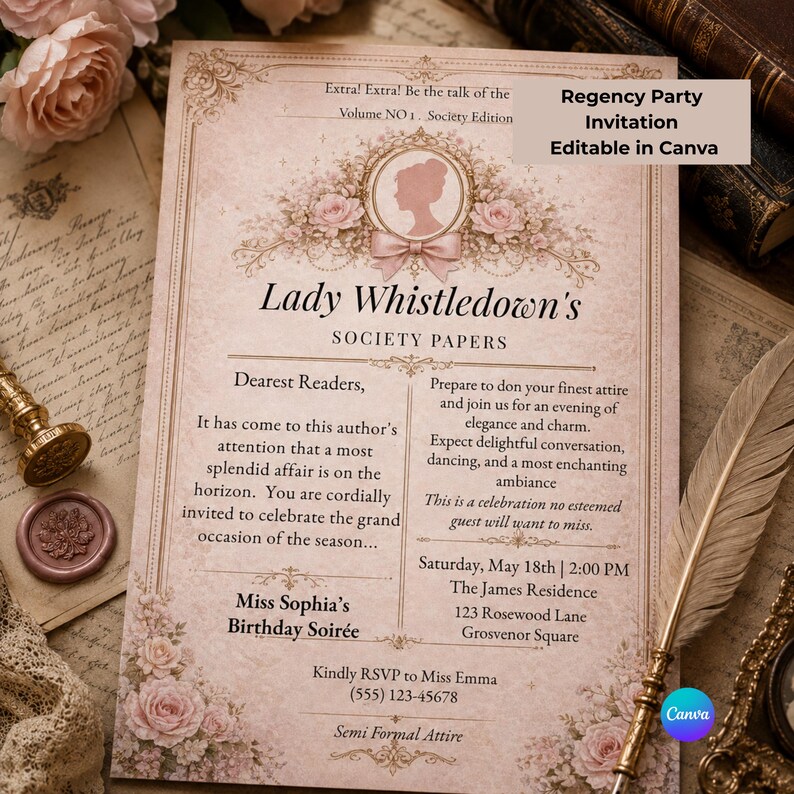 victorian birthday invitation