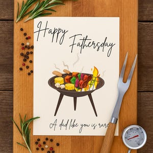 Lustige Vatertags-Grillkarte • Ein Vater wie du ist selten • Grill Dad Printable • Sofortiger Download • Fleischspieße Geschenkkarte