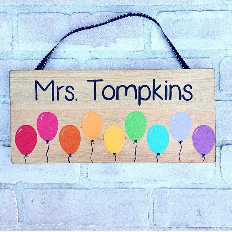 Wooden Teacher Door Hanger Wooden Door Sign Teacher Name Etsy