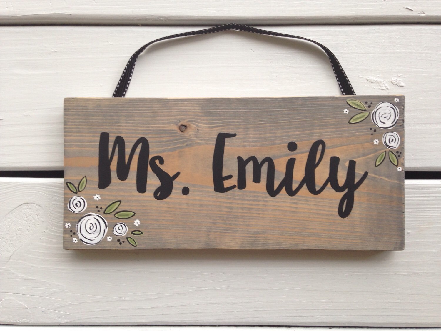Wooden Teacher Door Hanger Wooden Door Sign Teacher Name Etsy