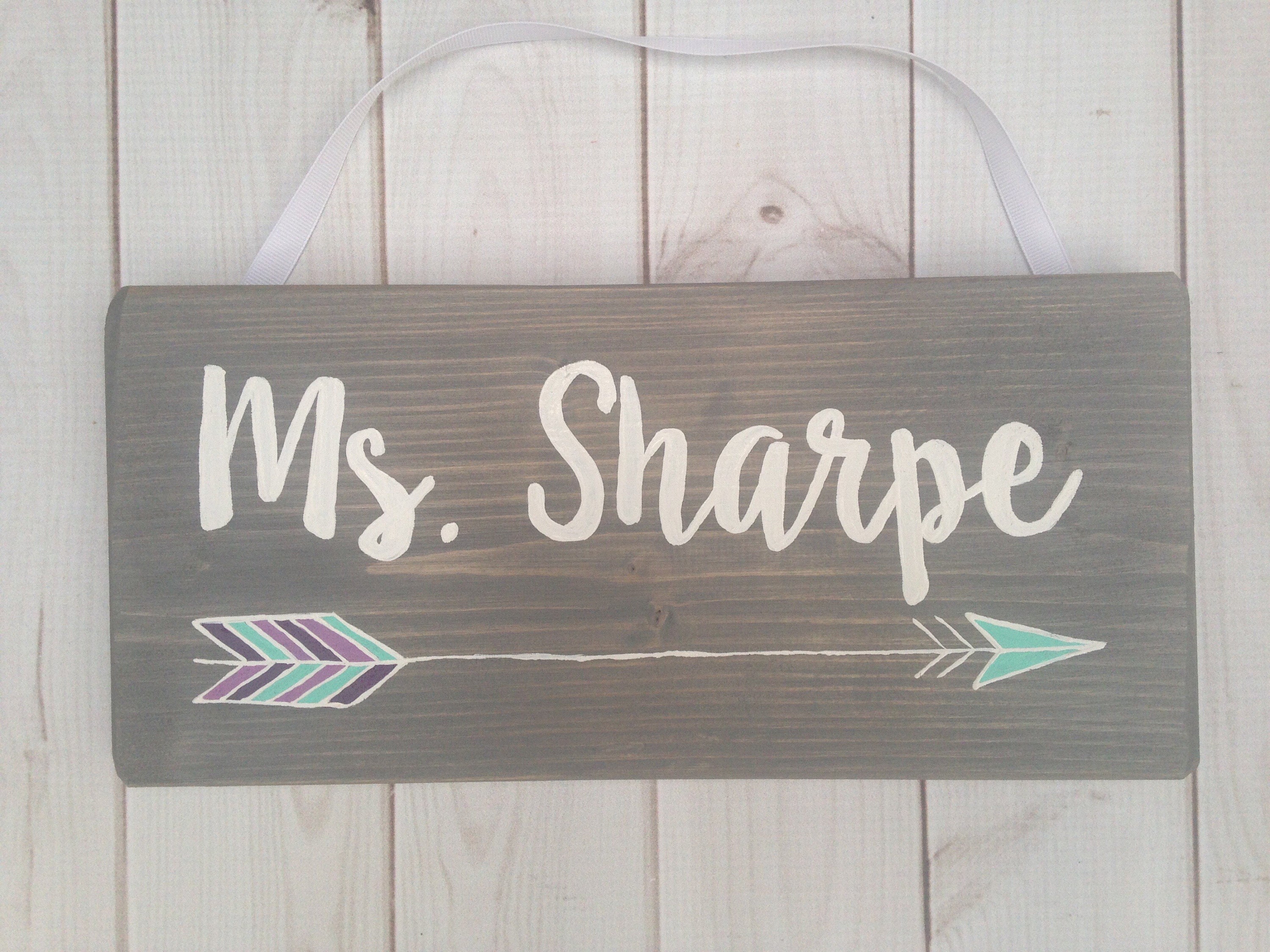 Wooden Teacher Door Hanger Arrow Wooden Door Sign Teacher Etsy