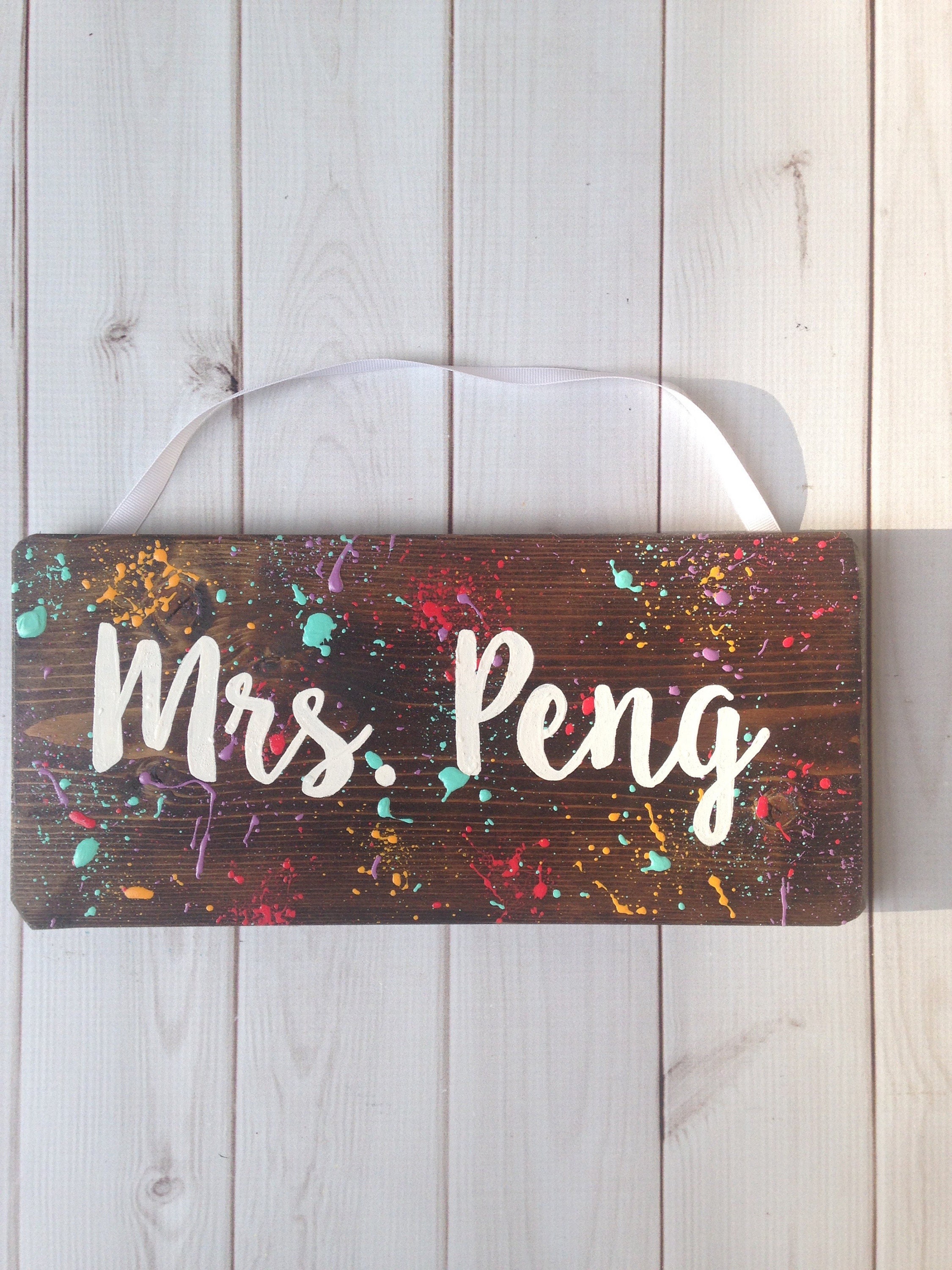 Wooden Teacher Door Hanger Art Teacher Decor Wooden Door Etsy