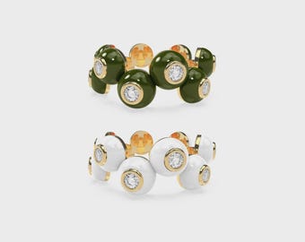 Enamel Diamond Bubble Ring | 18k Gold Vermeil Statement Band