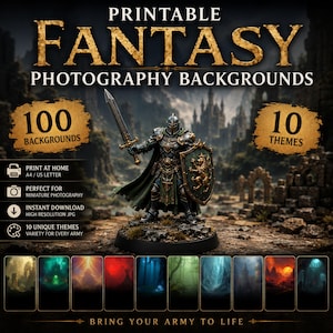 Printable Age of Sigmar/Warhammer Photography Backgrounds – 100 Miniature Backdrops in 10 Themes | Easy A4 Print Miniature Photography