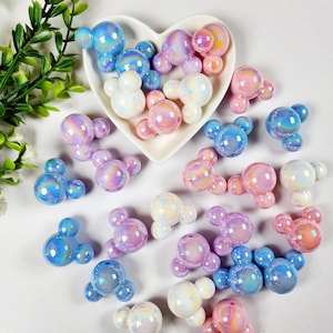 25pc Random Mixed Acrylic mouse Beads DIY Pen Beads, Kawaii Animal Beads for Crafts, Chunky Beads for Keychains, Bows, Jewelry