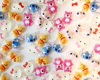 Kawaii Flat Back Charms Bundle, Cartoon Character Nail Art 100 piece set