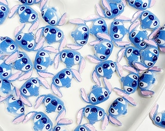 Kawaii Stitch-Inspired Nail Charms, Blue Resin Flatbacks, 100 piece set