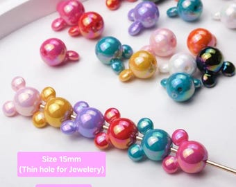 Mouse Head Acrylic Beads – Mixed Color Jewelry Making Supplies (100 piece)