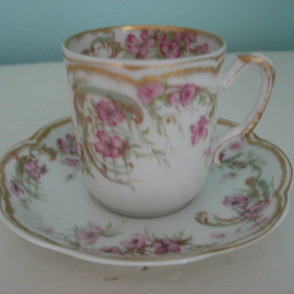 sweet petite shabby haviland limoges france demitasse teacup and saucer