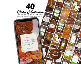 Autumn Bookstagram Reels Template Bookish Instagram Author Content Canva Cozy Aesthetic IG Book Influencer Social Media BookTok Template