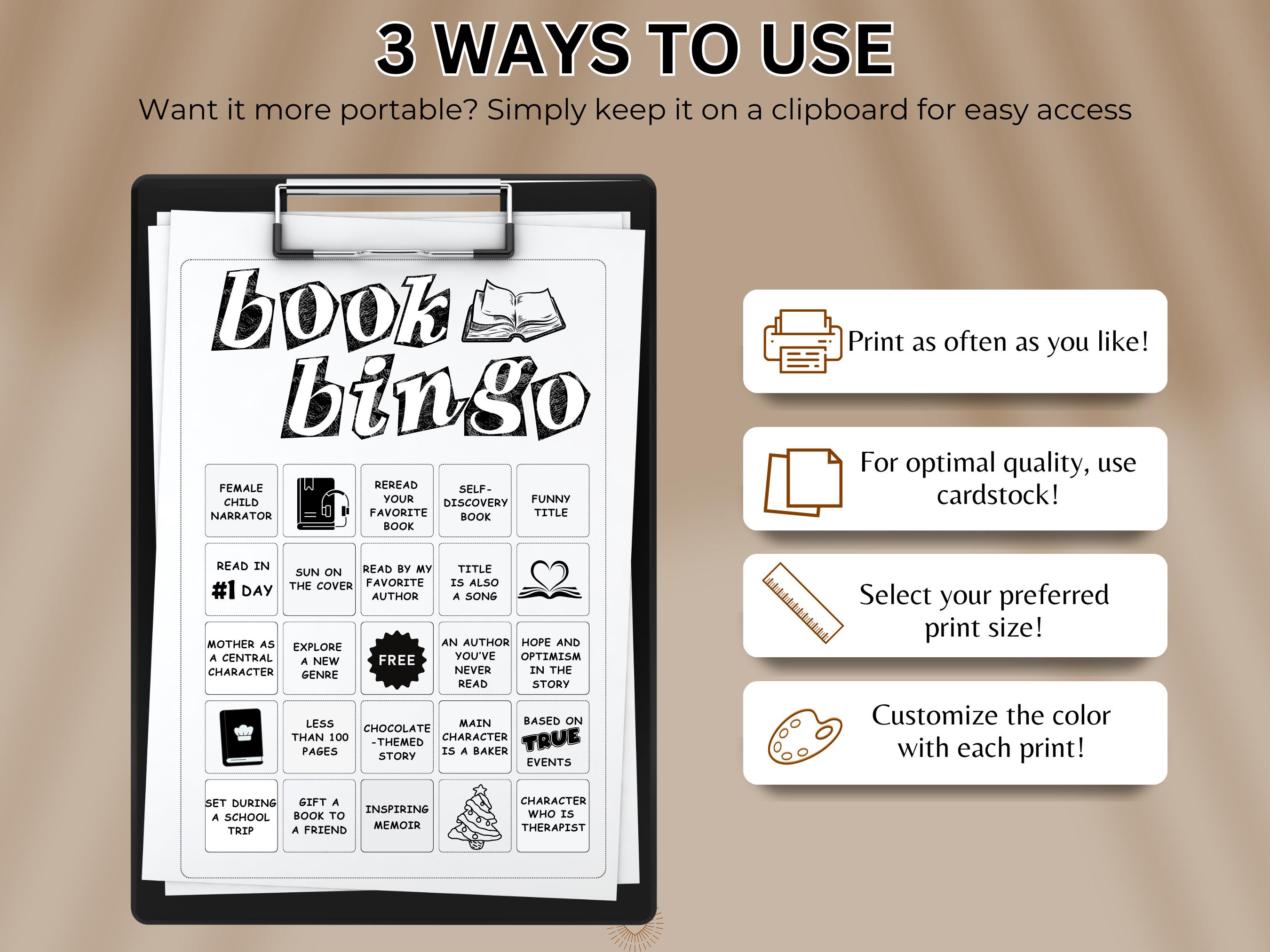 Book Bingo PRINTABLE Journal Page Planner Page Reading Challenge Book ...