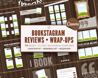 Bookstagram Canva Templates Book Review Instagram Posts for Book Lovers Authors Book Bloggers BookTok Content Creator Social Media Kit