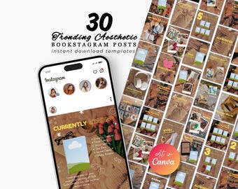 Trending Aesthetic Bookstagram Carousel Template Booktok Instagram Post Bookstagram Canva Template Book Lover Social Media Author Carousel