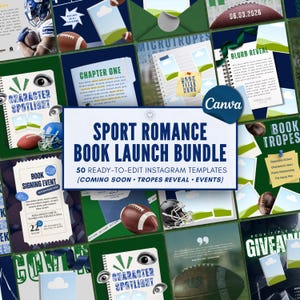 スポーツロマンス作家向けCanvaテンプレート、Bookstagramバンドル、書籍発売インスタグラムキット、ホッケーロマンス書籍プロモーション、著者マーケティング、ソーシャルメディア